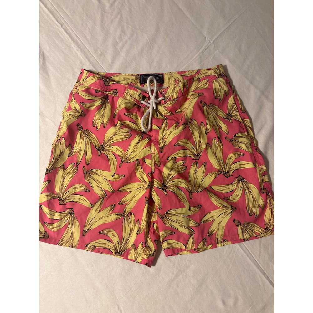Abercrombie & Fitch Swim Trunks Mens 32 Pink Banana Board Shorts